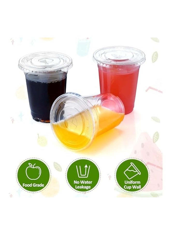 16 oz Clear Plastic Cups with Lids 100 Sets Disposable Plastic Cups with Flat Lids To Go, Cold Drink Cups, Smoothie Cups, Disposable Ice Coffee Cups