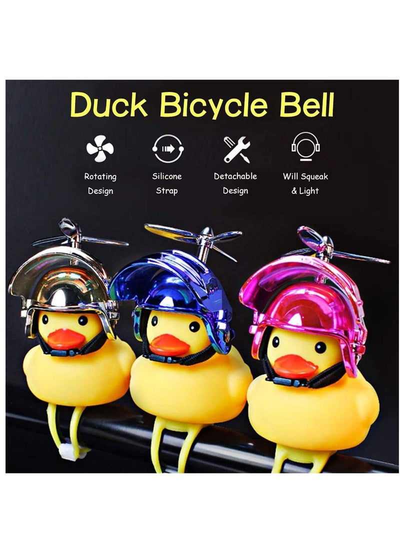 Luminous Three Level Head Bamboo Dragonfly Helmet, Bicycle Light, Local Duck Rubber, Duck Toy Car Ornaments, Yellow Duck Car Dashboard, Decorations Squeeze Duck Bicycle Horns 3 Colors