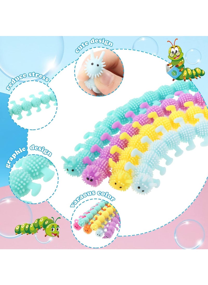 24 Pcs Caterpillar Fidget Worm Stretchy Strings Toy Caterpillar Worms Fidget Sensory Toy for Kids and Adults with Anxiety Stress, ADD, ADHD or Autism, Relaxing Toys