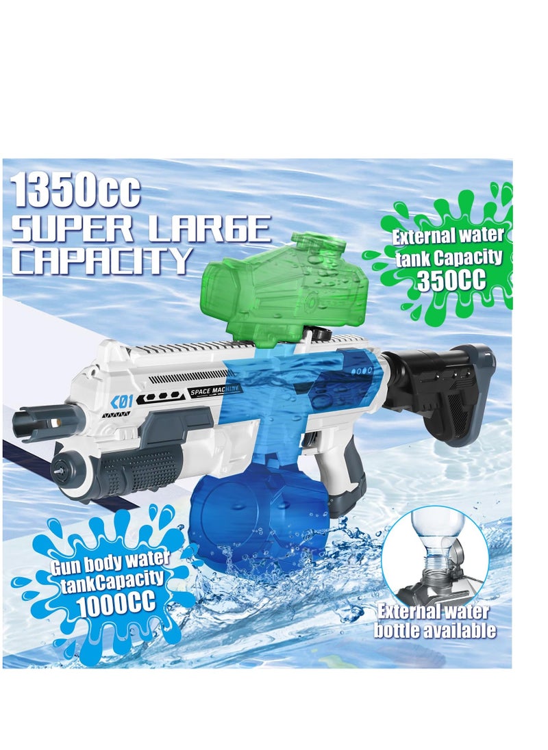 Electric Water Gun, Automatic Water Gun with Water Absorption, 1350CC High Capacity High Pressure Squirt Guns for Adults and Kid, for Outdoor Activities in Summer Swimming Pool Beach Party