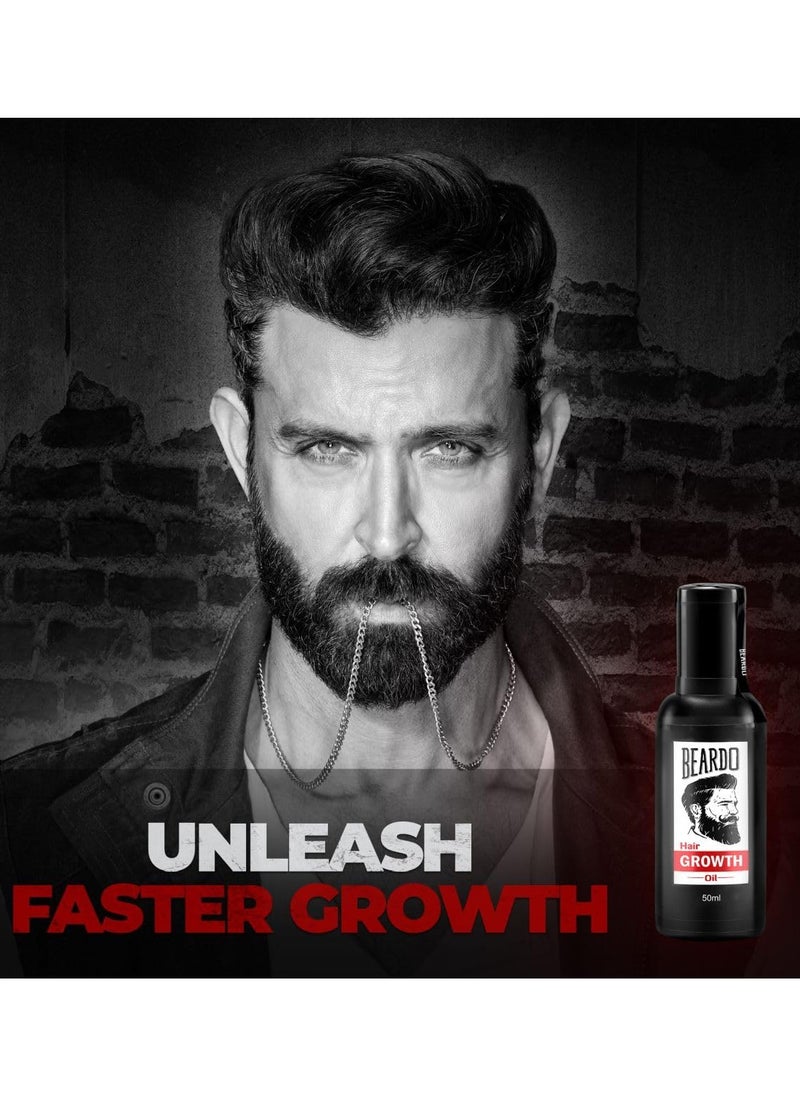 Beard Booster Combo - Beard and Hair Growth Oil 50 ml - with Beard Advance Derma Roller for Men - Supports faster beard growth and thicker looking beard