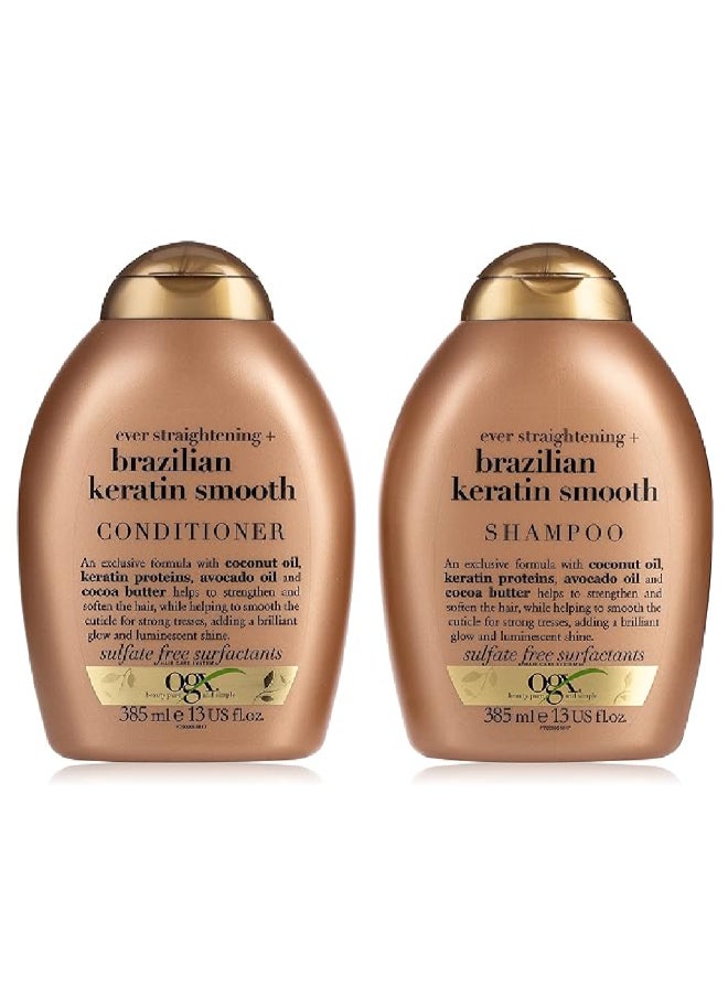 Ever Straightening With Brazilian Keratin Smooth Shampoo And Conditioner 385ml Pack of 2