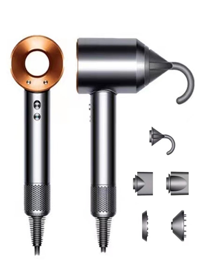 Professional  Hair Dryer 1600W BLDC motor Fast Drying Ion Hairdryer 3 Speeds 3 Heat Setting and One-Touch Cold Air with 5 Attachments and Equipped with 200 million negative ions