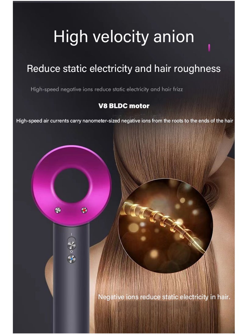 Professional  Hair Dryer 1600W BLDC motor Fast Drying Ion Hairdryer 3 Speeds 3 Heat Setting and One-Touch Cold Air with 1 Attachments and Equipped with 200 million negative ions