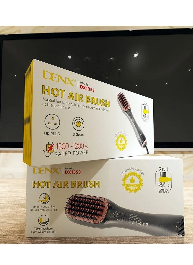 2-in-1 Hot Air Brush DX1353 – Hair Dryer & Volumizer for Smooth, Frizz-Free Styling