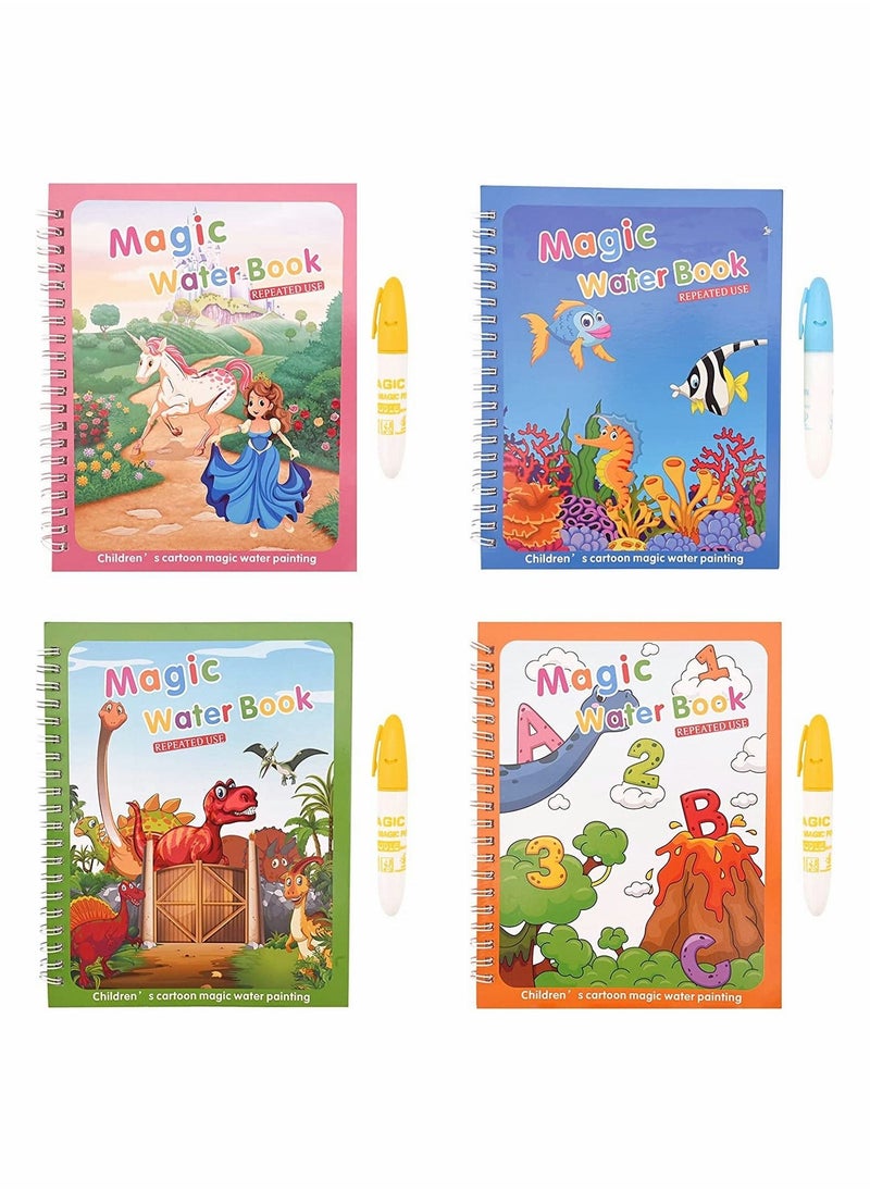 Magic Water Drawing Book Alphabet Magic Coloring Book for Children Gifts Doodle Game 4 Pack