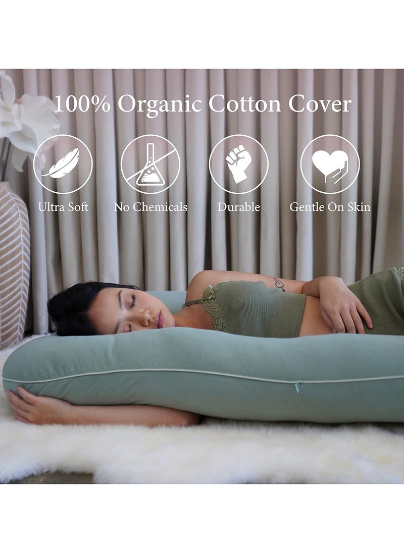 Pharmedoc U Shape Full Body Pillow - Jersey Cotton (Sage Cover)