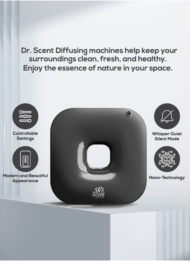 Dr Scent Diffuser Machine Scope - Coverage up to 300 Square Meters - Aromatherapy, Essential Oil and Fragrance Machine with Adjustable Settings (Black)