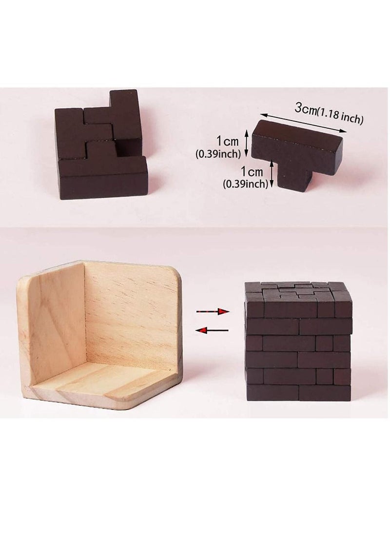 MAKINGTEC Wooden Brain Teaser Puzzle Cube Wooden Puzzles T-Shaped Jigsaw Logic Puzzle Educational Toy for Kids and Adults for Unlock Interlock Puzzle Wooden Toys