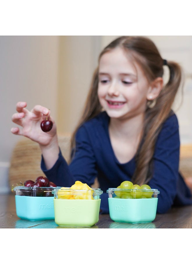 Pack Of 3 Glass Food Storage Containers With Silicone Sleeve 160 Ml - Green, Mint, Turquoise