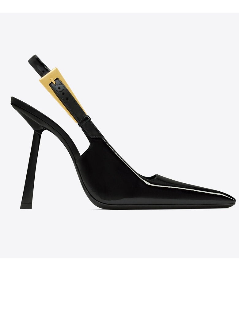 Women's Closed Pointed Toe High Heels With Adjustable Ankle Strap Stiletto Pumps Black 7 CM