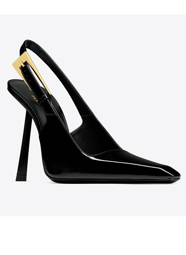 Women's Closed Pointed Toe High Heels With Adjustable Ankle Strap Stiletto Pumps Black 7 CM