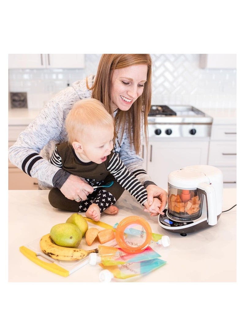 Baby Brezza One Step Baby Food Maker Deluxe – Cooker and Blender in One to Steam and Puree Baby Food for Pouches - Make Organic Food for Infants and Toddlers - Set Includes 3 Pouches and 3 Funnels