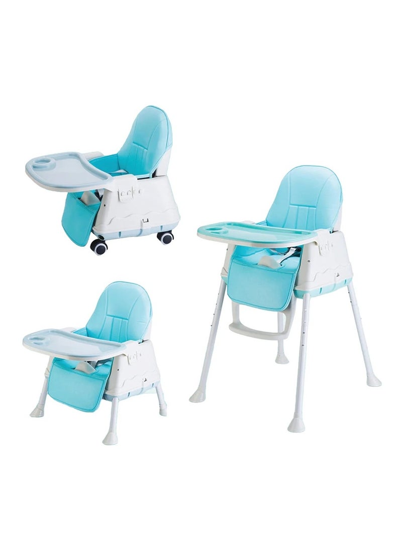 Polka Tots 3-in-1 High Chair with Wheel and Cushion - Blue