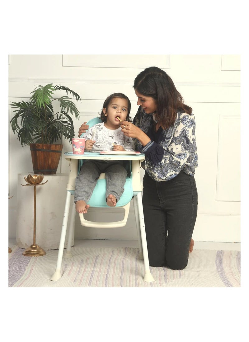 Polka Tots 3-in-1 High Chair with Wheel and Cushion - Blue