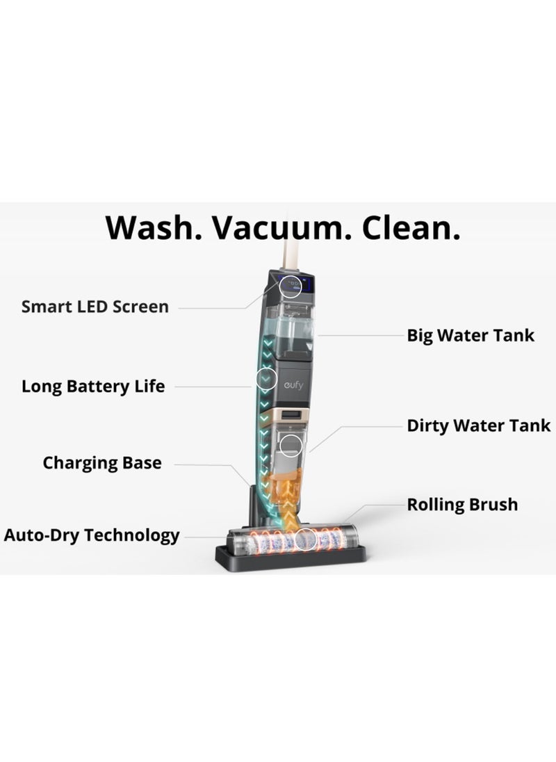 Eufy Wet and Dry 5-In-1 Cordless Vacuum Cleaner 250W W31 - Powerful Suction, Versatile Cleaning for Hard Floors and Carpets, Lightweight, Black - Ideal for Home and Car Cleaning with Long-Lasting Battery Life