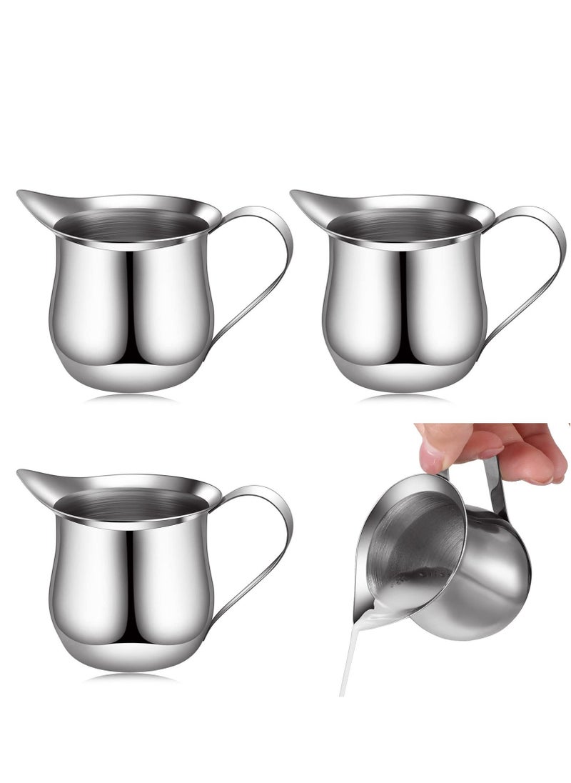 Creamer Pitcher, 4 Pieces Bell Shaped Creamer 3 Ounce Espresso Pouring Cup Stainless Steel Creamer Pitcher Mirror Finish Mini Stainless Steel Pitcher for Coffee Shop Restaurant Bakery Kitchen