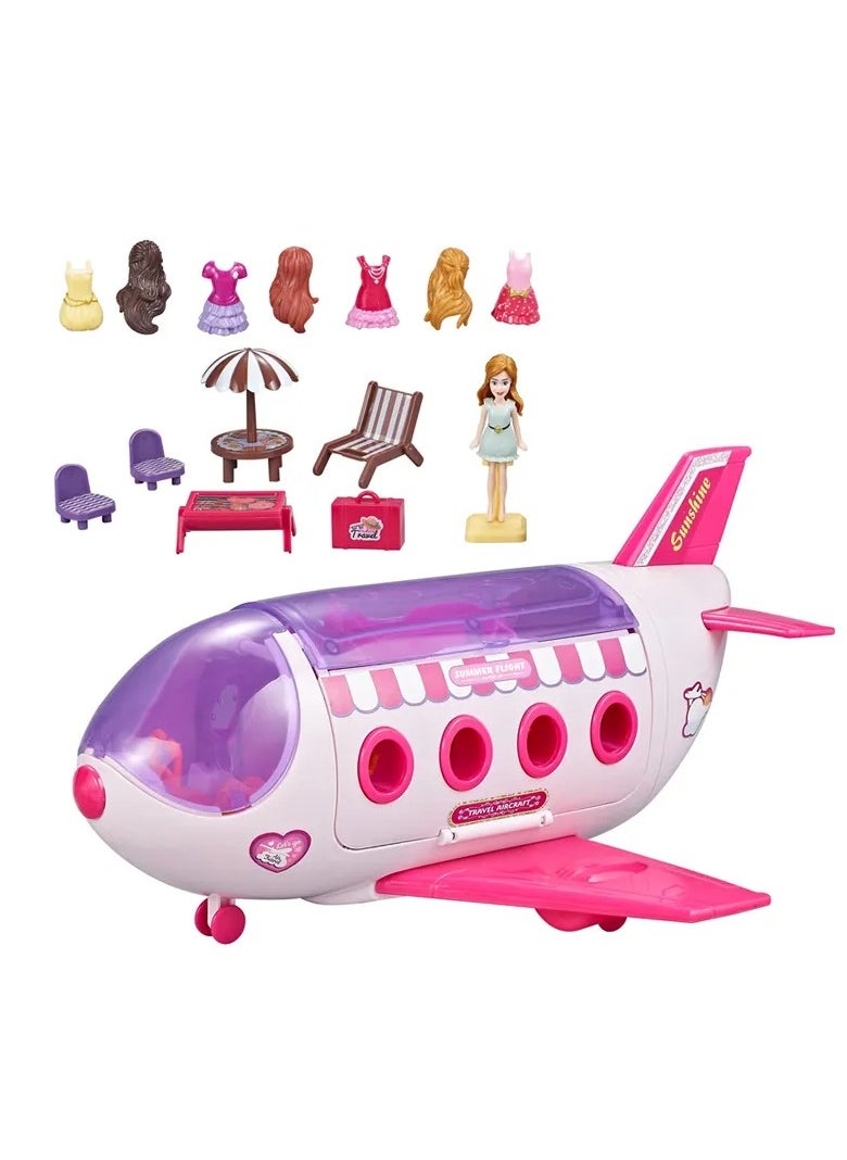 Fashion Travel Plane Playset – My First Travel Adventure Toy with Accessories for Kids | Luxury Plane Role Play with Dolls, Outfits, Furniture, and More | Perfect Gift for Kids 3+ | Portable and Engaging Travel Companion