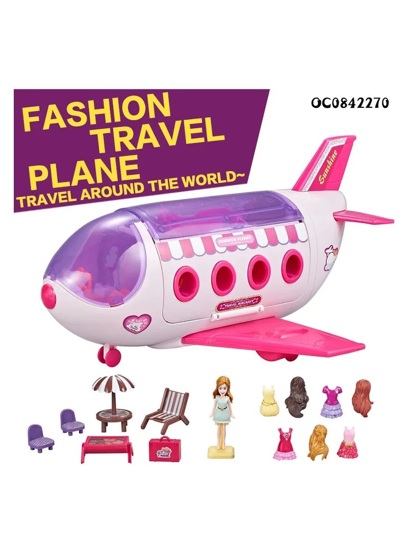 Fashion Travel Plane Playset – My First Travel Adventure Toy with Accessories for Kids | Luxury Plane Role Play with Dolls, Outfits, Furniture, and More | Perfect Gift for Kids 3+ | Portable and Engaging Travel Companion