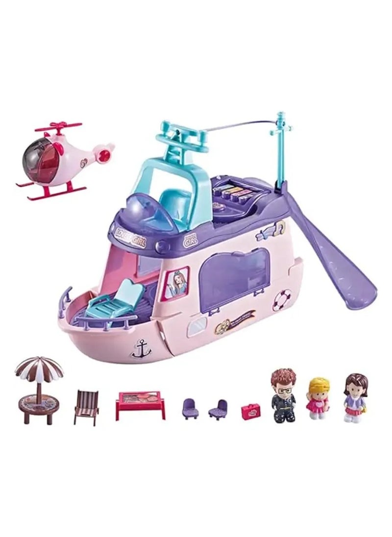 Fashion Travel Yacht & Helicopter Play Set - Luxury Travel Accessories for Kids | My First Travel Role Play Series - 48x13.5x27cm