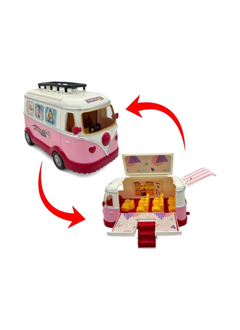 My First Travel Fashion Bus Playset – 25+ Piece Role Play Series for Kids Ages 3+ with Fashion Bus, 2 Dolls, Outfits, Accessories, Surfboard & Travel Diary – Encourages Imagination, Creativity, & Storytelling – Perfect Gift for Young Adventurers & Fashion Lovers to Explore & Play