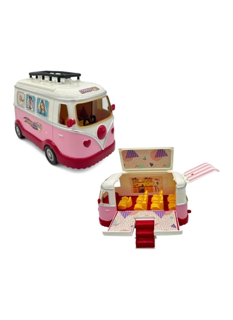 My First Travel Fashion Bus Playset – 25+ Piece Role Play Series for Kids Ages 3+ with Fashion Bus, 2 Dolls, Outfits, Accessories, Surfboard & Travel Diary – Encourages Imagination, Creativity, & Storytelling – Perfect Gift for Young Adventurers & Fashion Lovers to Explore & Play