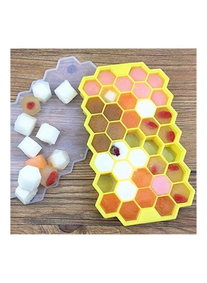 2-Piece Honeycomb Shape Ice Cube Tray Green/Yellow/Clear One Size