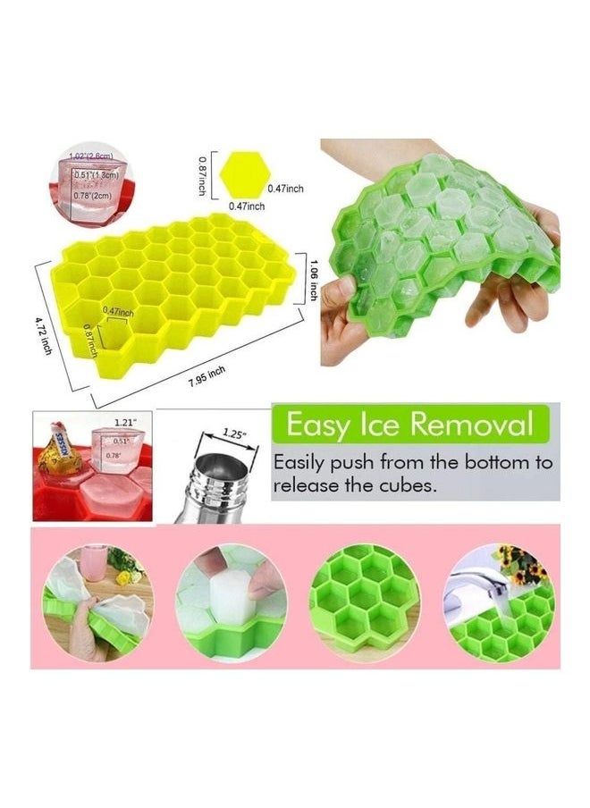 2-Piece Honeycomb Shape Ice Cube Tray Green/Yellow/Clear One Size