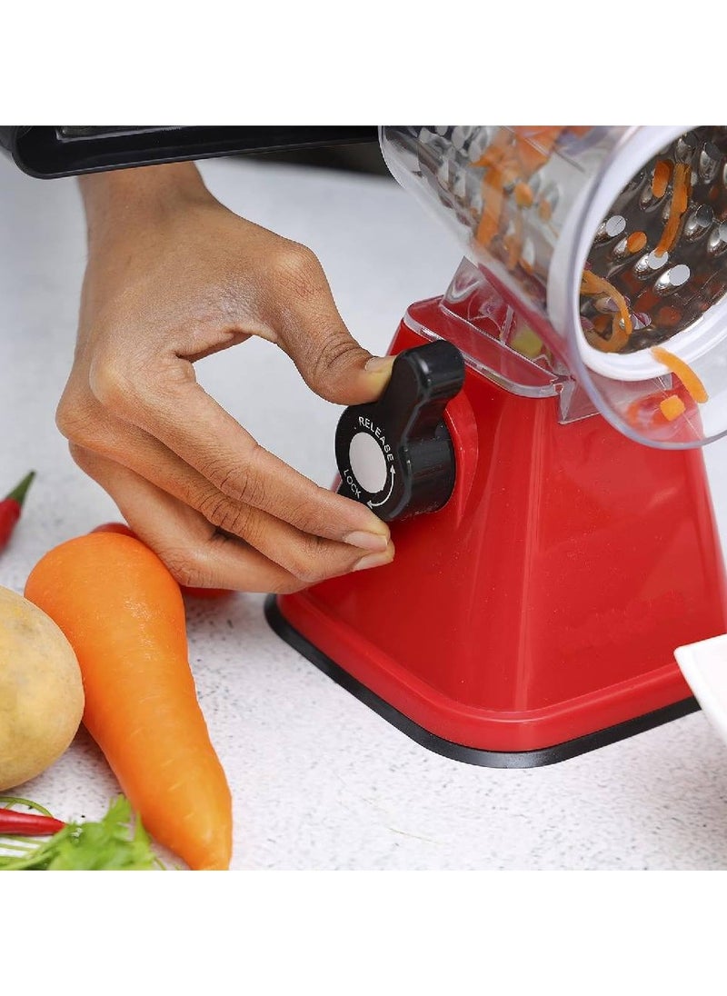 Rotary Grater, Stainless Steel Blades- Vegetable Slicer With 3 Interchangeable Blades, Grater For Kitchen, Ideal For Cheese, Cucumber, Carrot, Nuts, Etc