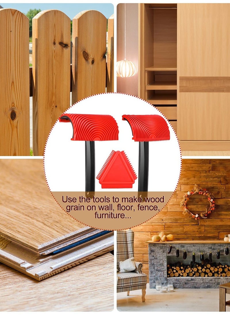 Wood Graining Painting Tool Wood Graining Set Graining Tool Set DIY Grain Painting Tool Rubber Empaistic Wood Texture Grain Tool for Household Wall Room Art Paint Decoration (3 Pack)