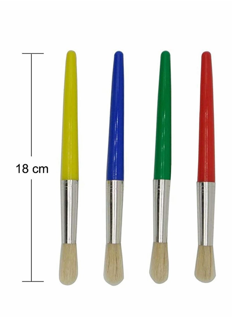 Water Based Paints Paint Brushes for Children 4 Pieces Spill Proof Paint Cups and Paint Brushes for Kids Assorted Colored Children's Paintbrushes Colored Children's Paintbrushes