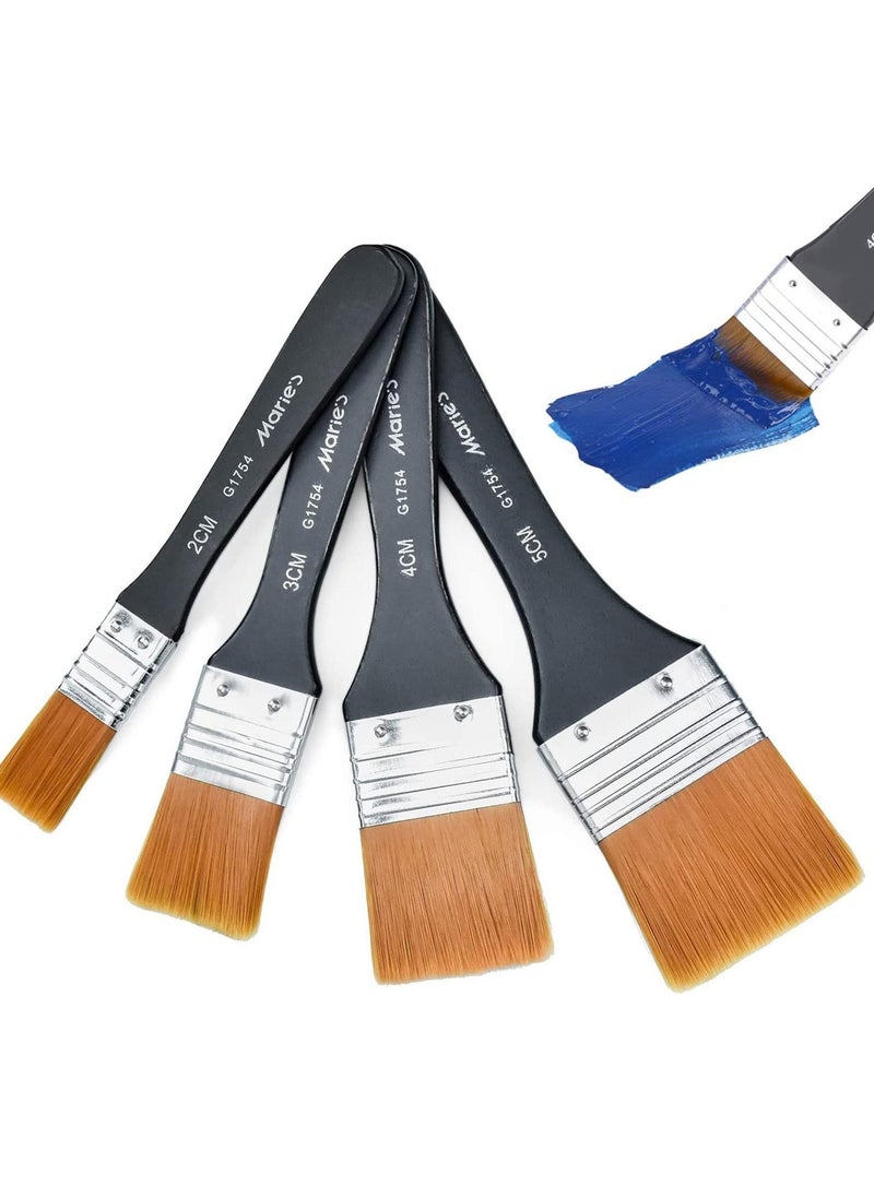 Professional Paint Brush Set, Tool Brush Flat Paintbrush Home Repair Tools, for Acrylic, Oil, Watercolor, and Gouache (20/30/40/50mm)4 Pack