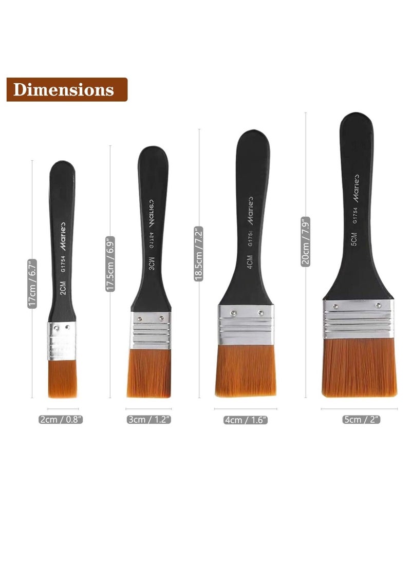 Professional Paint Brush Set, Tool Brush Flat Paintbrush Home Repair Tools, for Acrylic, Oil, Watercolor, and Gouache (20/30/40/50mm)4 Pack