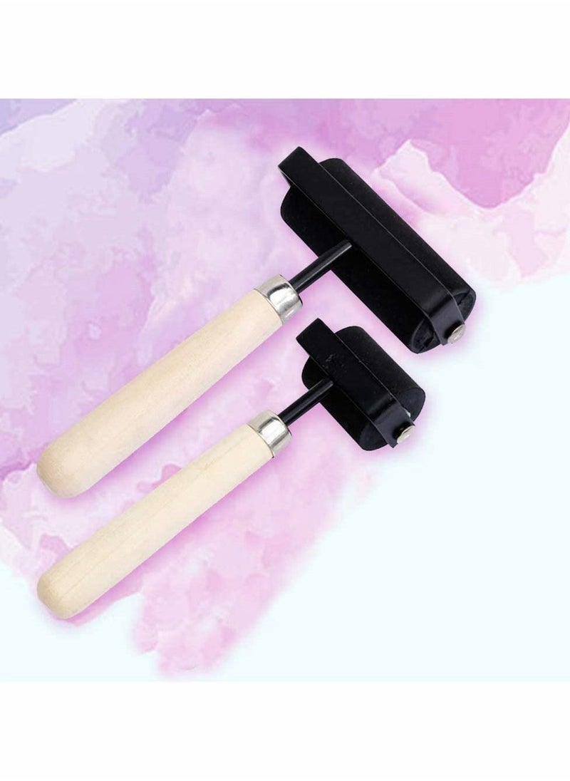 1.5 and 3 Inch Hard Rubber Brayer Roller，Hard Rubber Applicator for Arts & Crafts, Ink, Printmaking, Block Stamping, Printing, Applying Glue, Wallpaper and More - 2 Pack