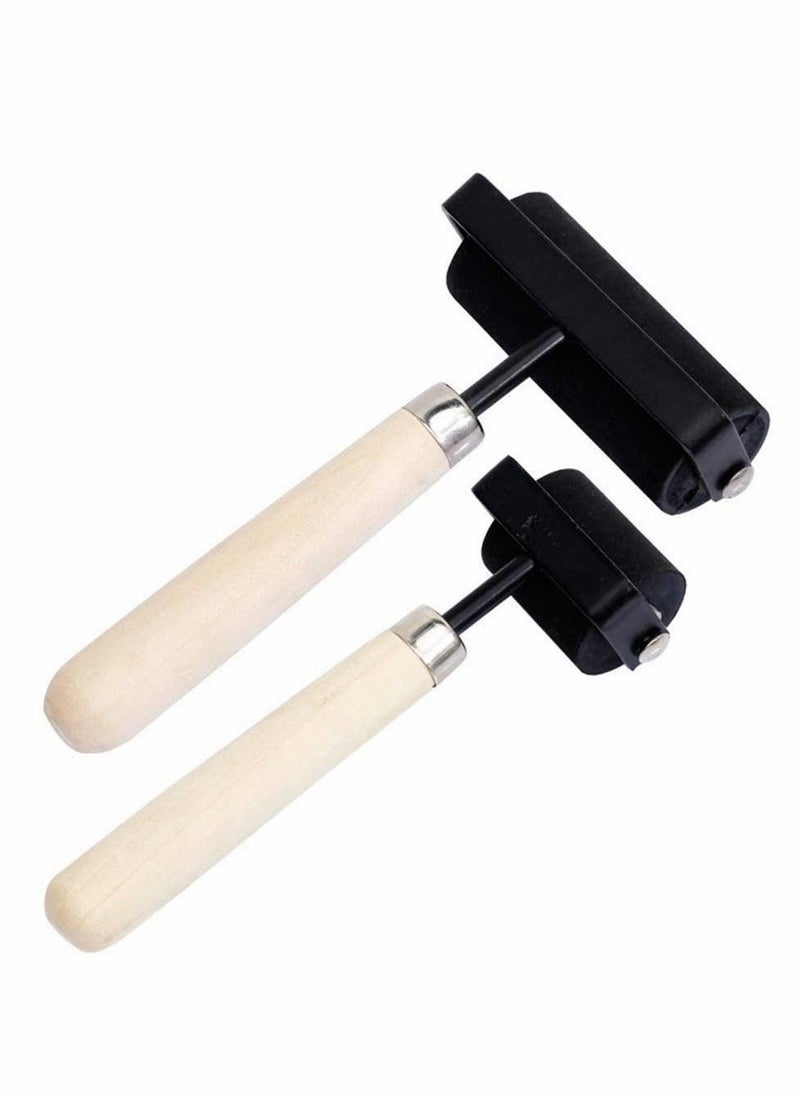 1.5 and 3 Inch Hard Rubber Brayer Roller，Hard Rubber Applicator for Arts & Crafts, Ink, Printmaking, Block Stamping, Printing, Applying Glue, Wallpaper and More - 2 Pack