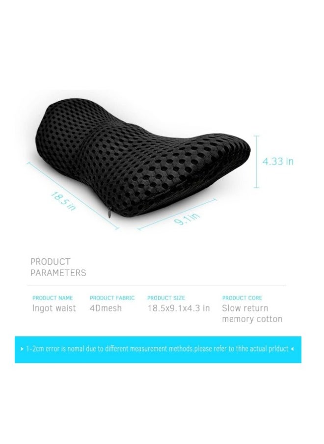 Lumbar Support Pillow, Back Pillow for Office Chair and Car Seat, Memory Foam Back Support Pillow for Lower Back Pain Relief, Adjustable Lumbar Pillow for Sleeping (Black)