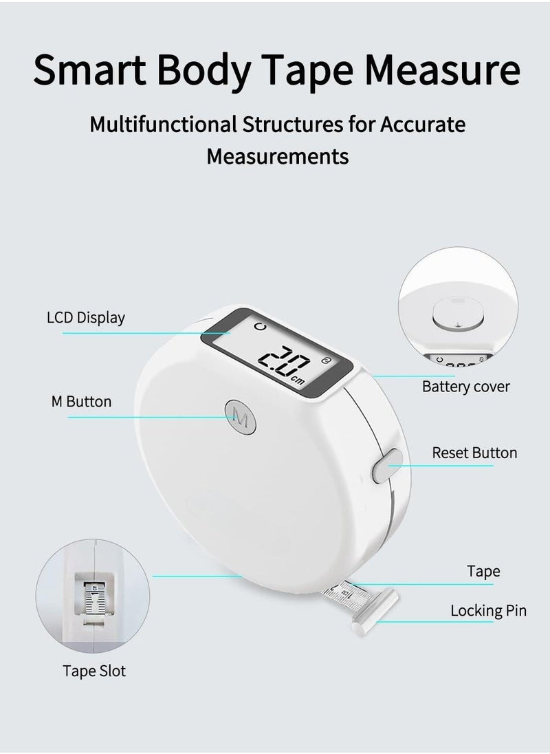 Smart Body Tape Measure, SUN & LION Accurate Body Fat Measure, Digital LCD Monitor Display, Body Measurement Tape with Bluetooth for Fitness Man & Woman, Data Syn, Lock Pin (inch & cm)