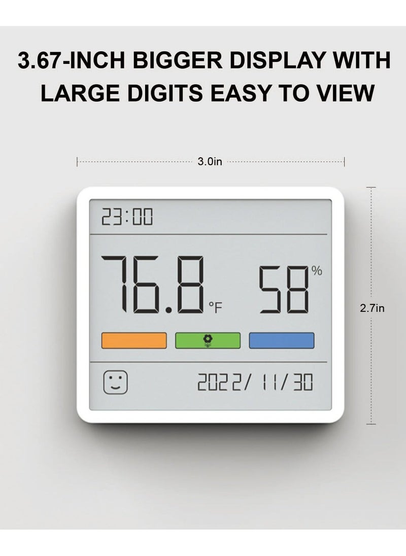 Digital Thermometer Hygrometer Indoor Thermometer Room Temperature Gauge Humidity Monitor with Large Digital Date Clock for Home Office Greenhouse Warehouse
