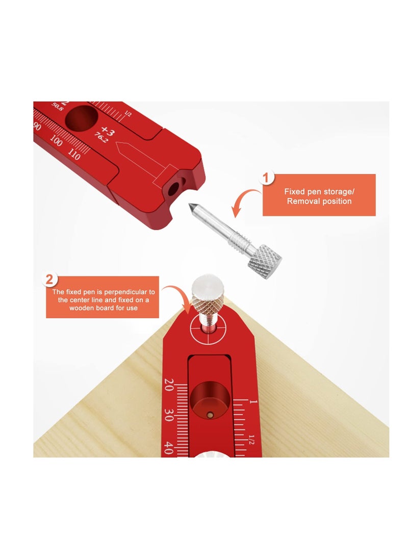 Woodworking Compass Scriber,WMLBK Marking Compass Metric and Inch Dual-Scale Aluminum Alloy Adjustable Scribing Ruler Adjustable Round Drawing Circle Ruler Marking Gauge for Carpenter - 164mm