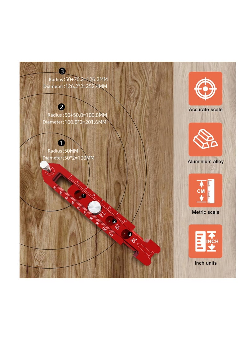 Woodworking Compass Scriber,WMLBK Marking Compass Metric and Inch Dual-Scale Aluminum Alloy Adjustable Scribing Ruler Adjustable Round Drawing Circle Ruler Marking Gauge for Carpenter - 164mm