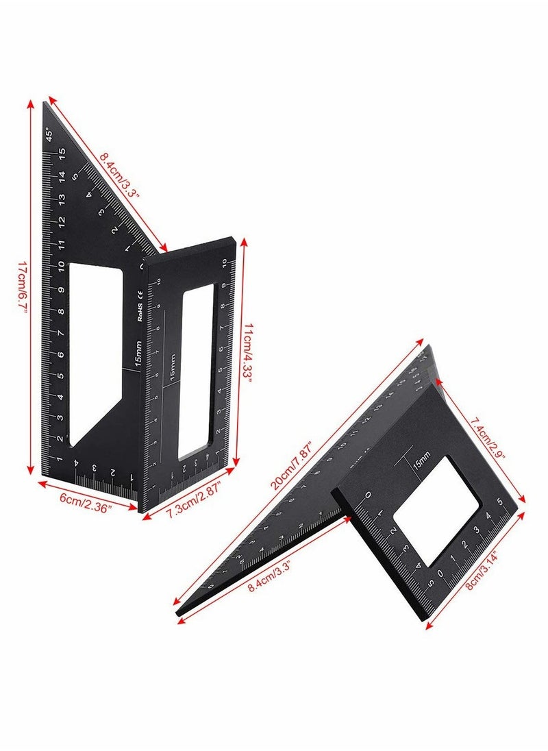 Multifunctional T-Shaped Woodworking Ruler, Saddle Layout Square Ruler For Woodworking, 45/45 Degree-90/45 Degree Square Layout Miter Measuring Ruler, Aluminum Alloy Formwork Tool (Black)