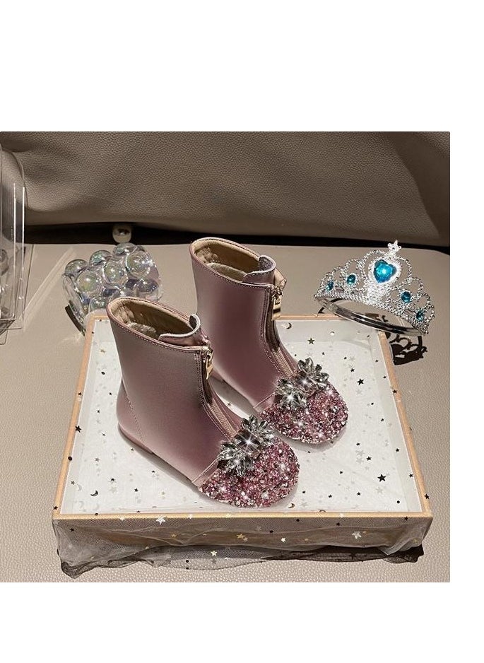 Girl's Versatile Crystal Princess Single Boots