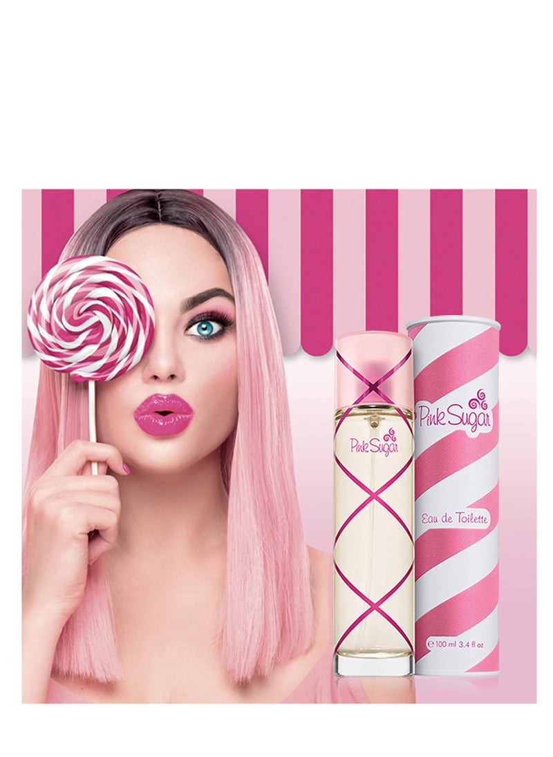 Pink Sugar Eau de Toilette Spray Perfume for Women, Floral + Fruity, Notes of Raspberry, Cotton Candy, Vanilla, Sweet & Sensual, Long-Lasting Scent