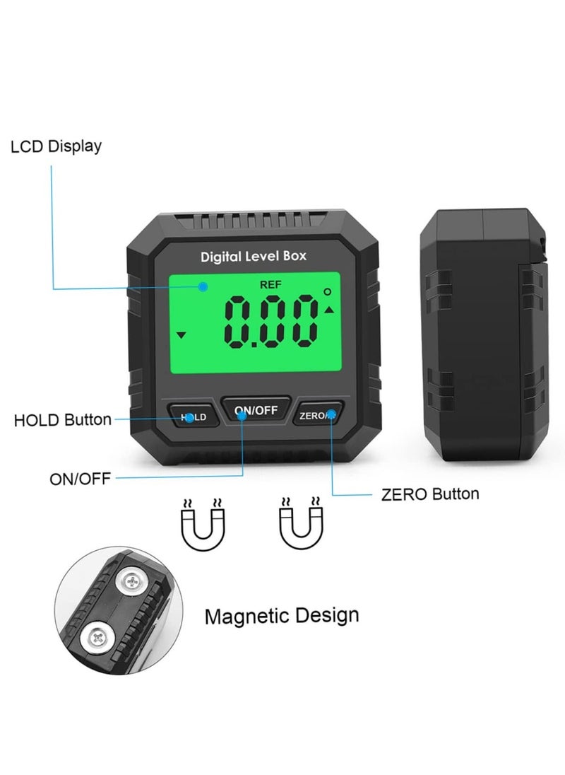 Protractor Level Digital Inclinometer, Digital Level Protractor Inclinometer, Construction Protractors Magnetic Angle Finder Bevel Gauge Angle Gauge Liquid Crystal Plastic, Built-in Magnet