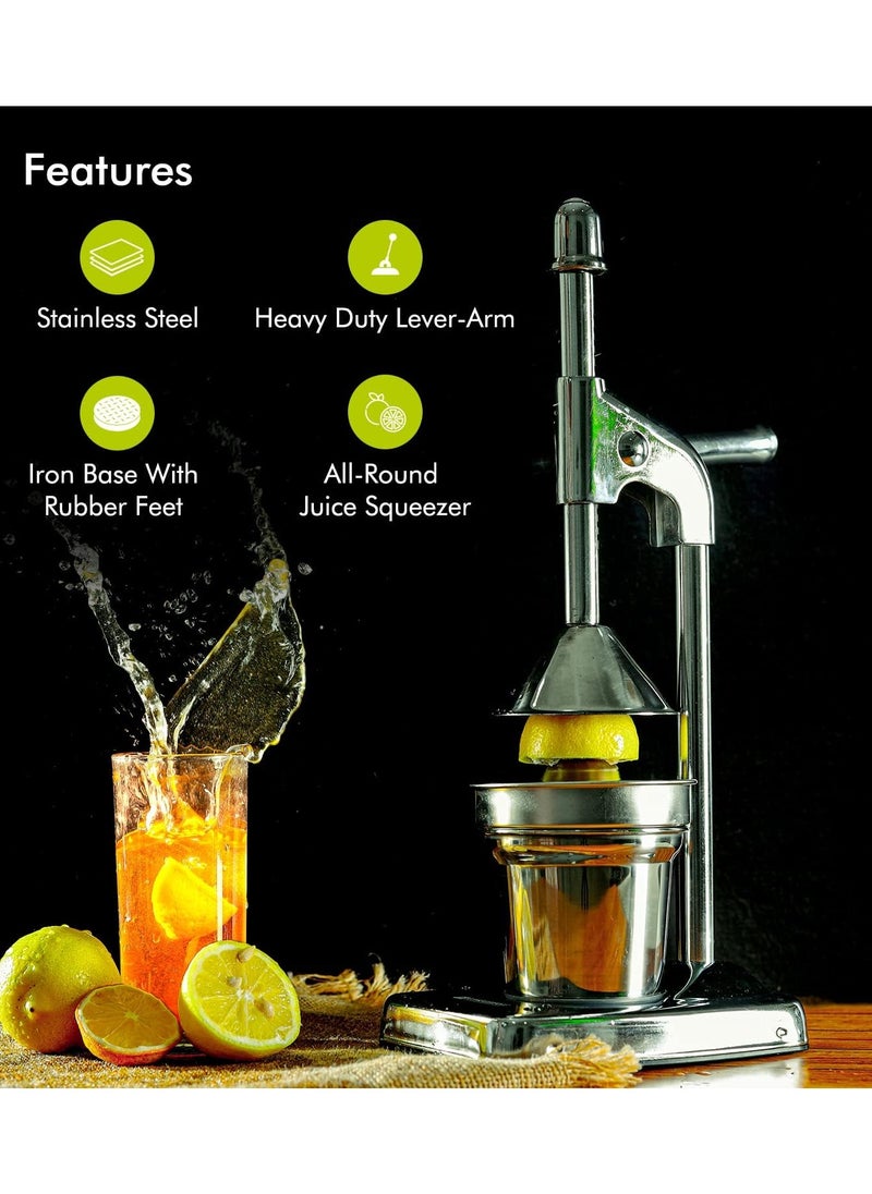 Stainless Steel Hand Juicer – Manual Citrus Press for Orange, Lemon, Lime & Grapefruit – Heavy Duty, Durable, Easy-to-Use Juicing Tool for Fresh Juice at Home