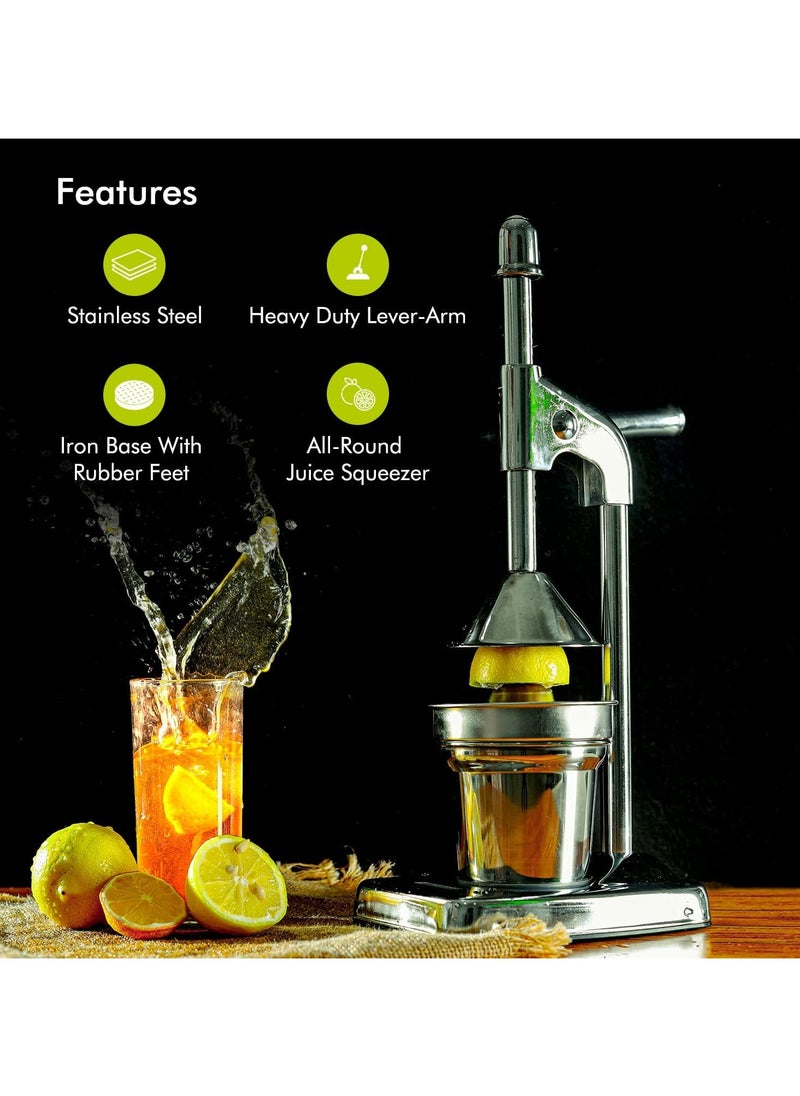 Stainless Steel Hand Juicer – Manual Citrus Press for Orange, Lemon, Lime & Grapefruit – Heavy Duty, Durable, Easy-to-Use Juicing Tool for Fresh Juice at Home