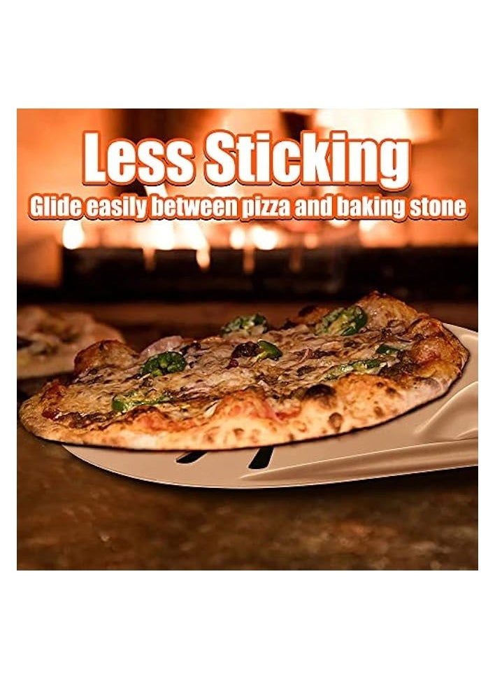 Pizza Turning Peel, 7 Inch Round Aluminum Perforated Pizza Peel Turner with Metal Handle Pizza Paddle for Homemade Pizza Oven