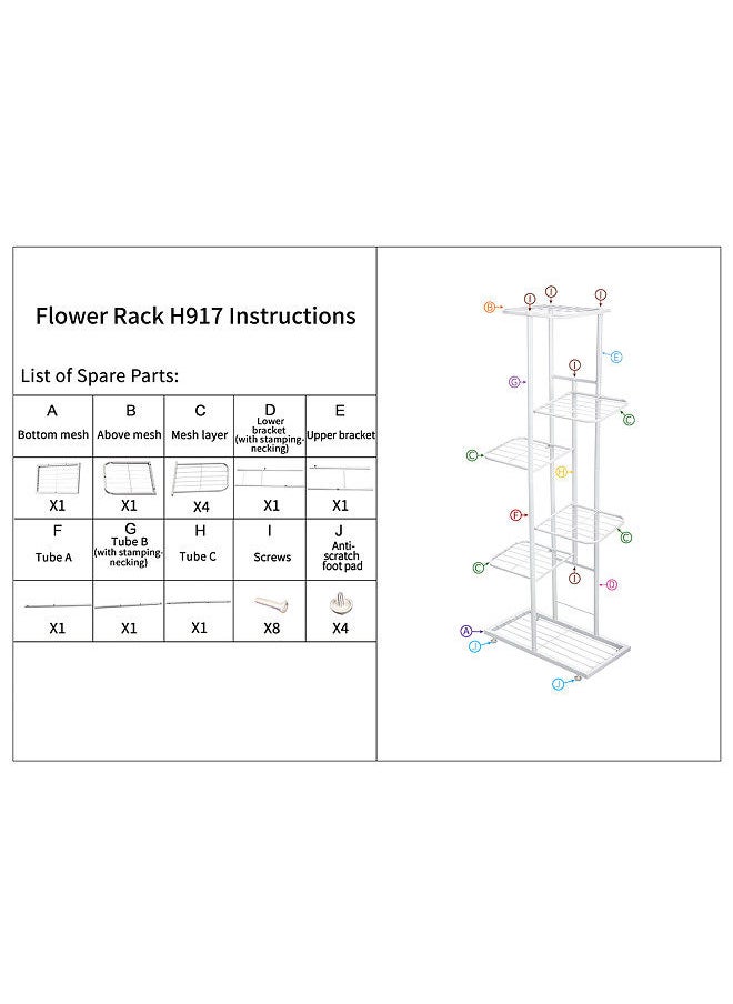 6-Tier Display Shelf, Flower Pots Rack, Plant Stand, Potting Ladder Planter Stand, Heavy Duty Storage Shelving Rack, for Potted Plants