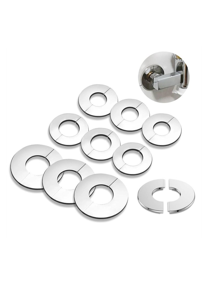 Decorative Faucet Cover Pipe Covers, Escutcheon Plate Pack of 9, Stainless Steel Plumbing Cover Plates, Self Adhesive Water Pipe Cover for 24mm 34mm 52mm Diameter Pipe