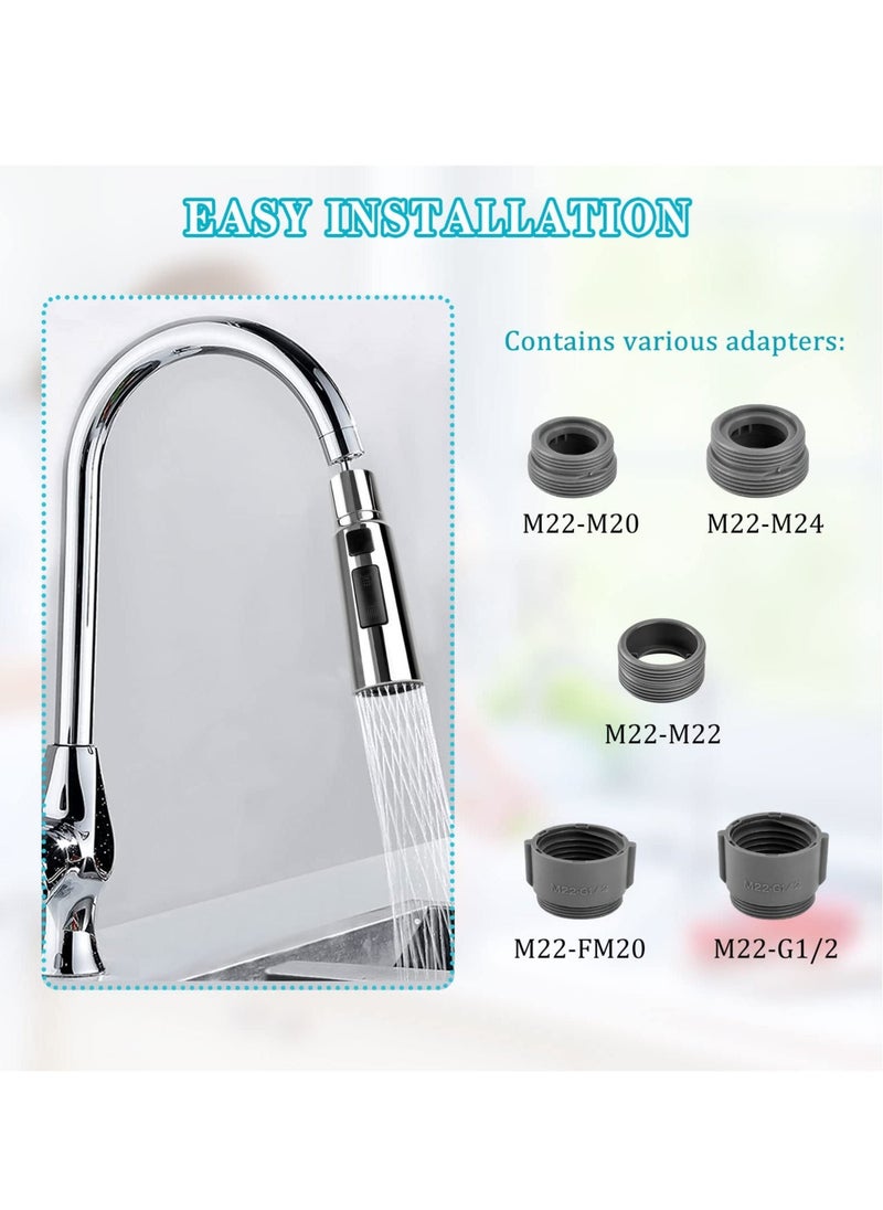 Kitchen Tap Spray Head, Kitchen Sink Tap Spray, 360° Swivel Spout FM22M24, Faucet Extender for Kitchen Sink, 3 Modes Tap Adapter Accessories